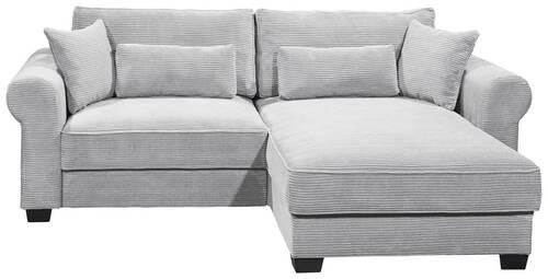 Ecksofa Mit Schlaffunktion Angelina Grau Kord - Schwarz/Grau, Basics, Textil (255/92/185cm) - MID.YOU