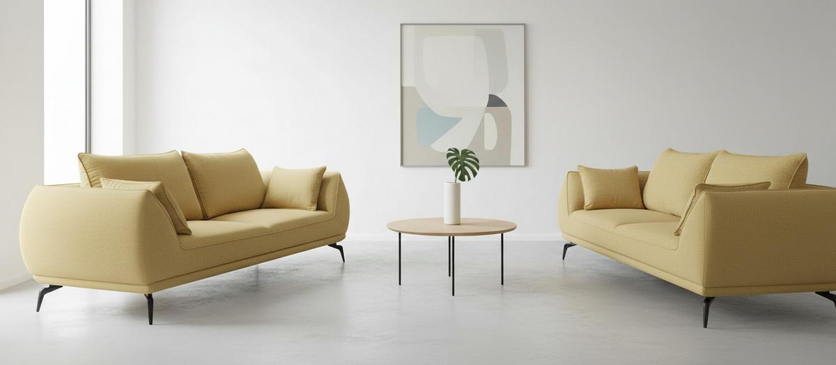 2-Sitzer-Sofa Cavo, Gelb B: 208 cm - Gelb/Schwarz, MODERN, Textil (208/86/118cm) - MID.YOU