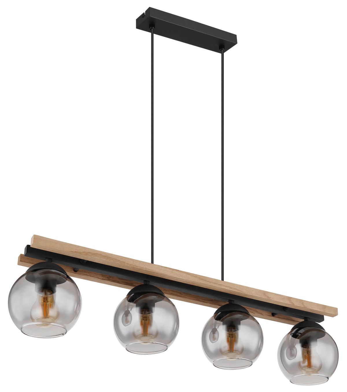 Függőlámpa 15569-4hw - sötétbarna/fekete, Natur, Üveg/fa (85/15/120cm) - Globo