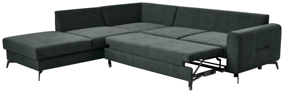 Sedací souprava ADESSO, levá, tmavě zelená barva - černá/tmavě zelená, Konvenční, kov/textil (257/275cm) - MID.YOU