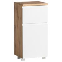 Badezimmer Unterschrank Varese BxH 40x79 cm Weiß/Holz Dekor - Eiche Wotan/Weiß, MODERN, Holzwerkstoff (40/79/35cm) - Held