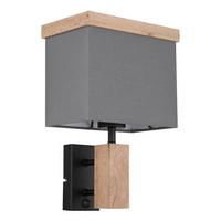 Wandleuchte 15578w - Anthrazit/Naturfarben, KONVENTIONELL, Holzwerkstoff/Textil (20/15/30cm) - Globo