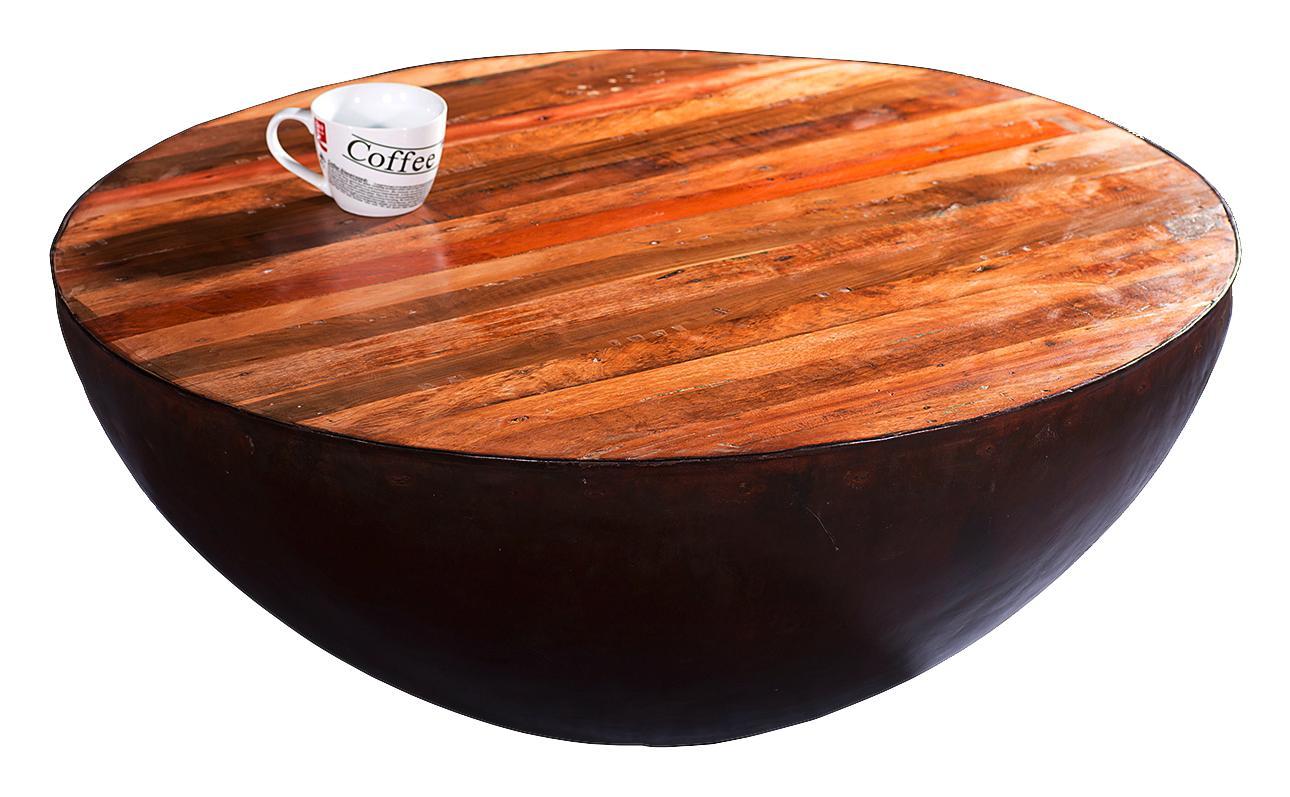 Couchtisch Lissabon D: 70 cm Altholz - Dunkelbraun/Multicolor, Basics, Holz/Metall (70/33cm)