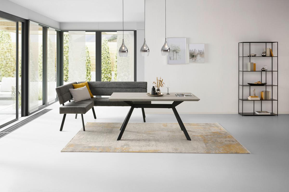 Eckbank Paros Anthrazit, S: 150x190 Cm - Anthrazit/Schwarz, KONVENTIONELL, Textil/Metall (150/190cm) - MID.YOU