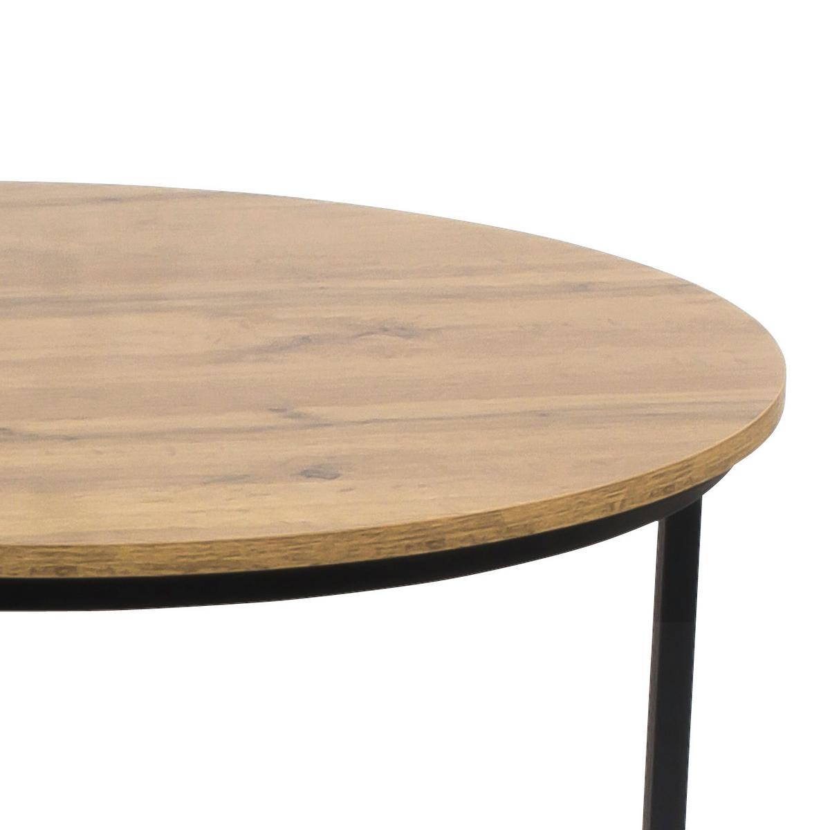 Kisasztal Duo - fekete/natúr, Modern, faalapú anyag/fém (53-43/45-35cm) - Best Price