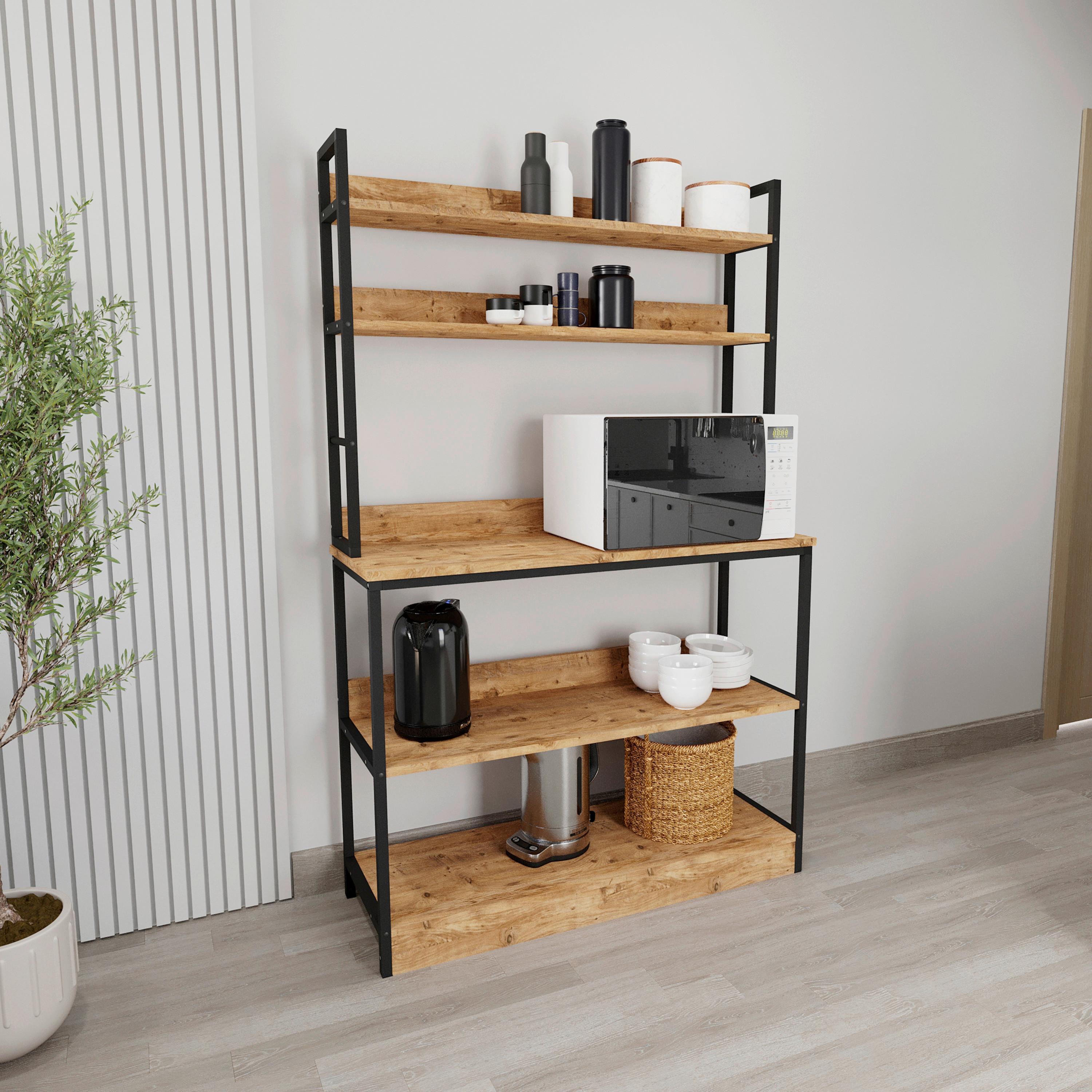 Küchenregal Insasi Honigeiche Dekor - Honigeiche, Design, Holzwerkstoff/Metall (101/161/36cm) - MID.YOU