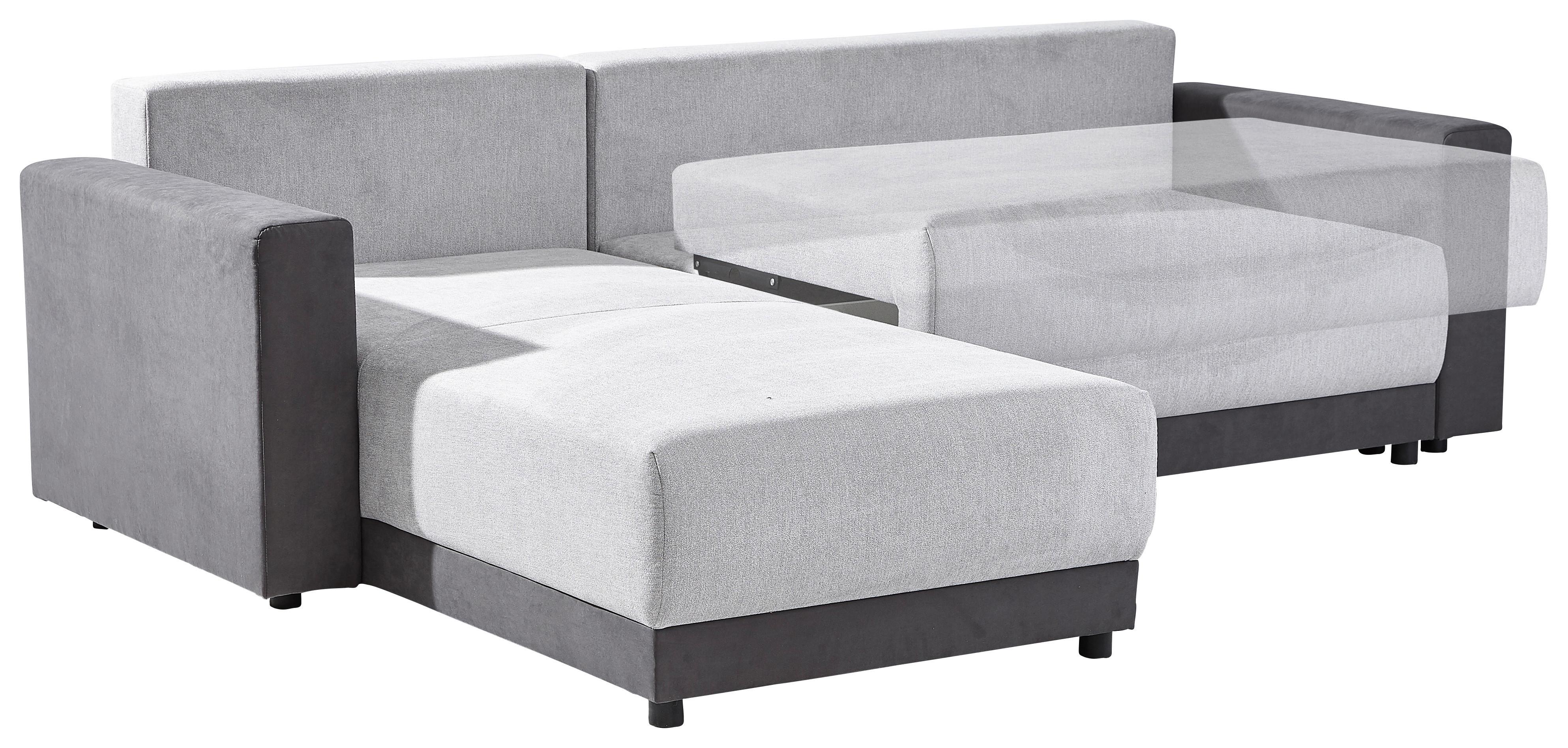 Eckschlafsofa Time - Dunkelgrau/Schwarz, Design, Textil (178/248cm) - MID.YOU