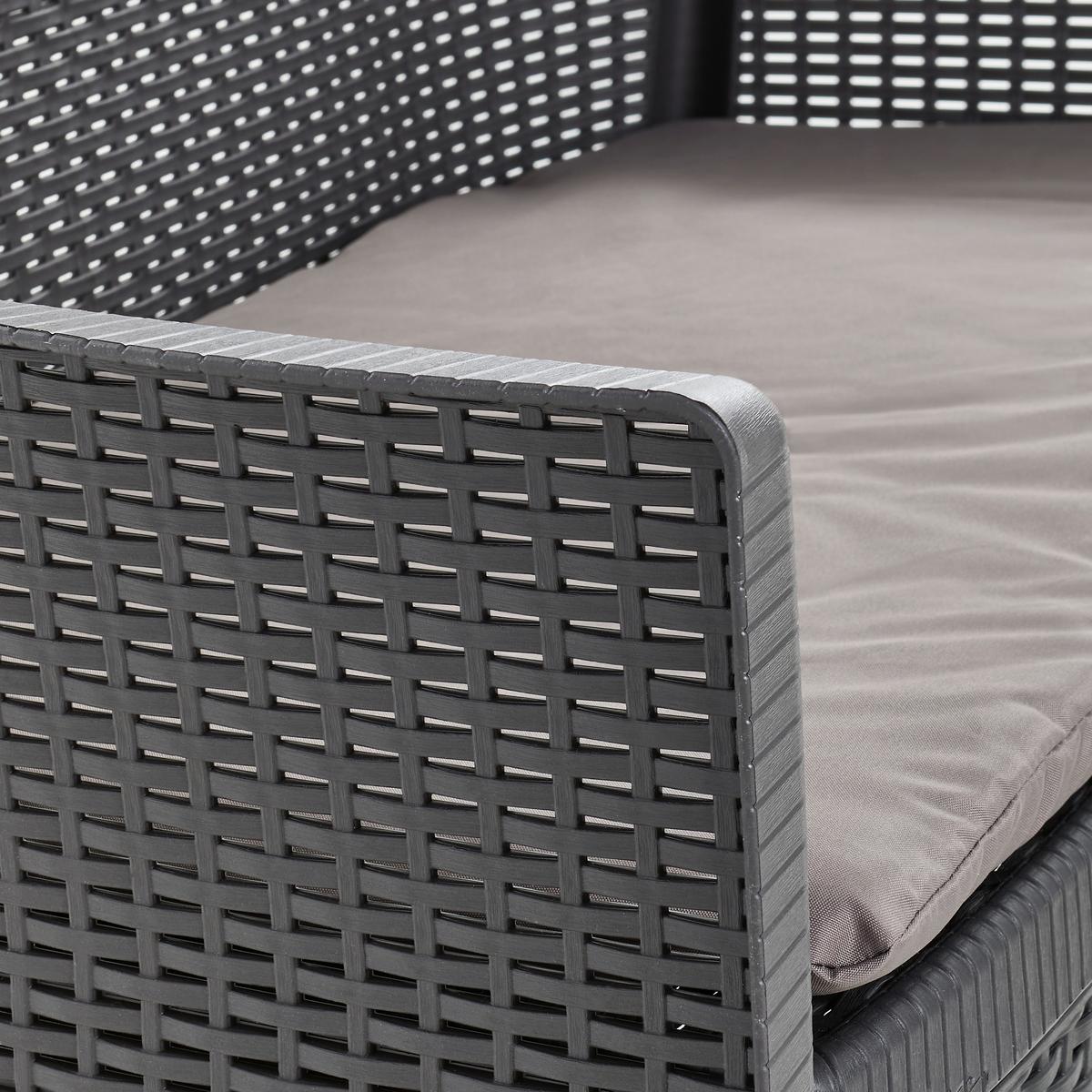 Gartengarnitur Jungle - Anthrazit/Hellgrau, Basics, Kunststoff