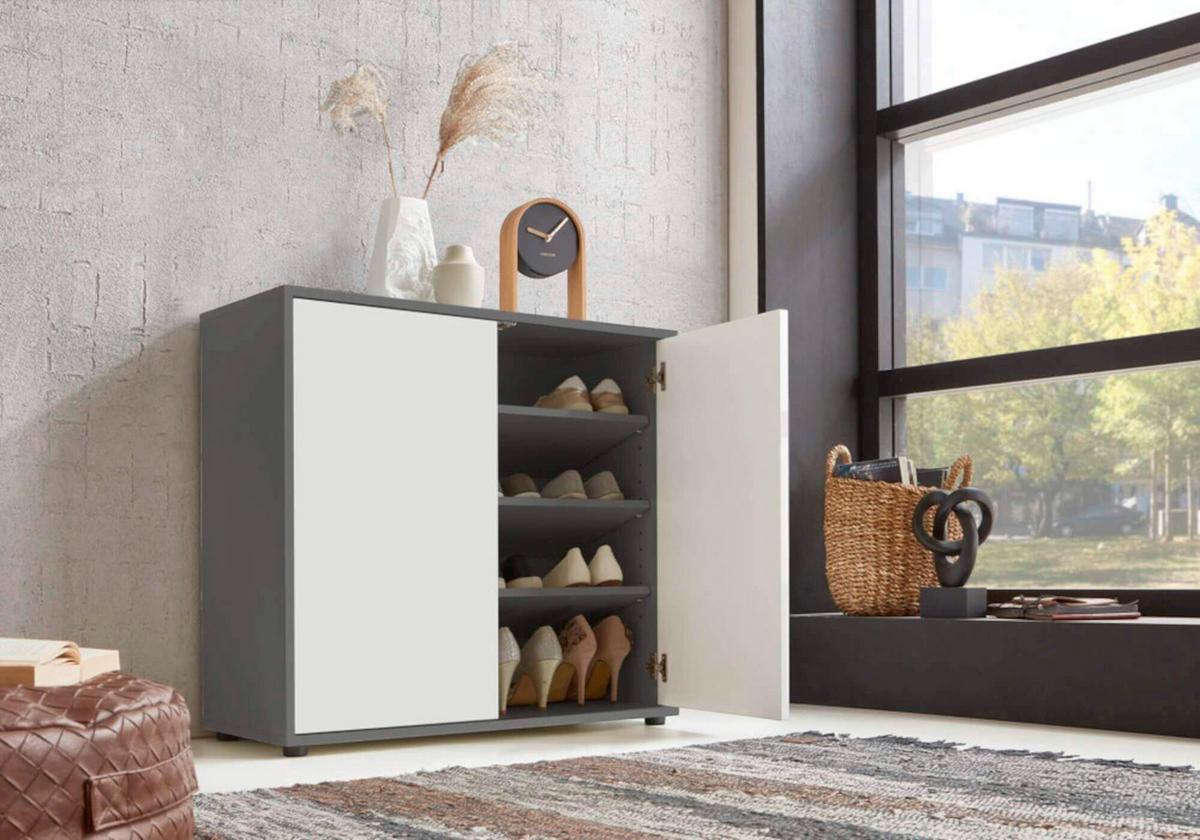 Sideboard Mailand Anthrazit/weiß B: 263,5cm - Anthrazit/Schwarz, MODERN, Holzwerkstoff (263,5/73/33cm) - MID.YOU