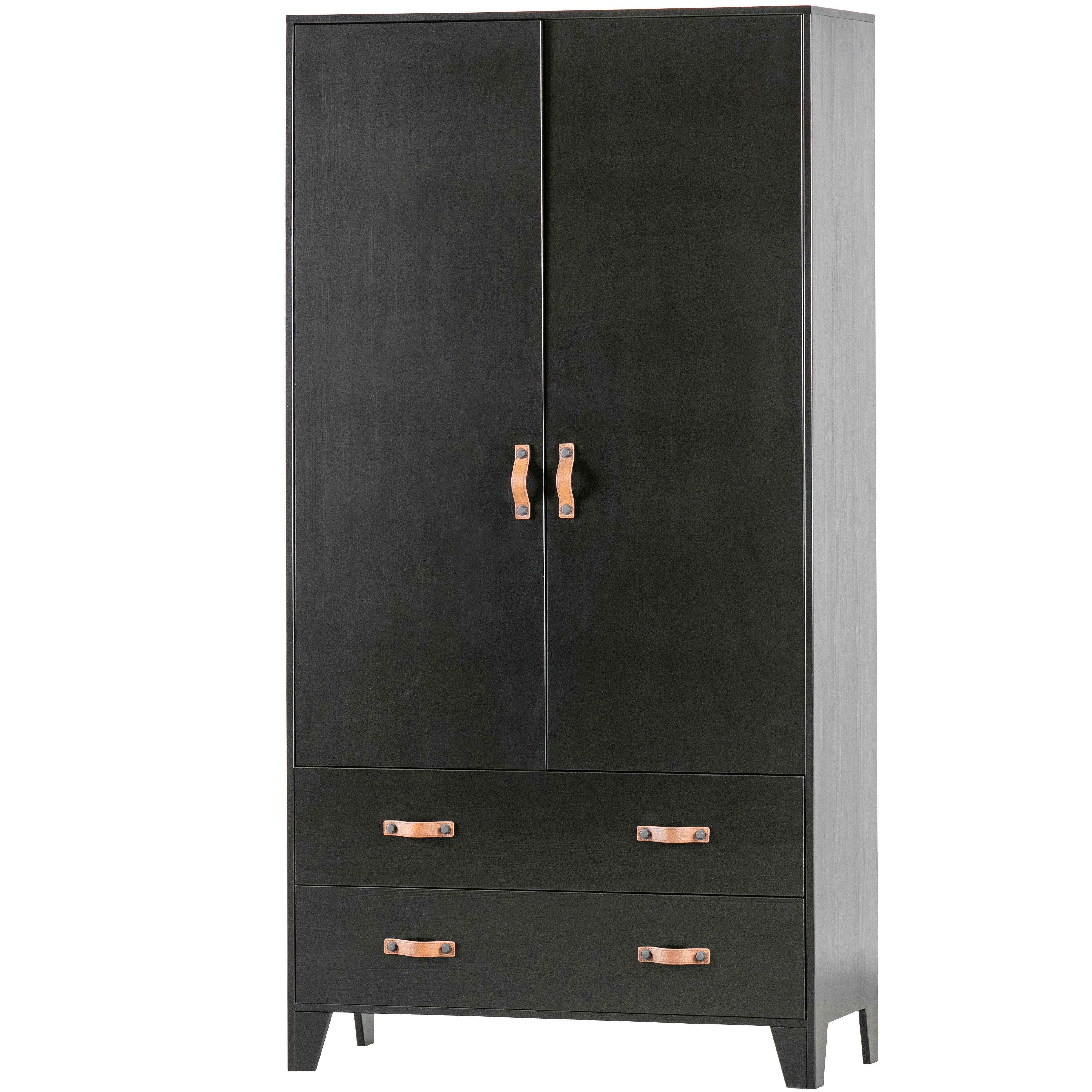DREHTÜRENSCHRANK Dian Schwarz B: 94cm - Schwarz, Basics, Holz (94/180/40cm) - MID.YOU