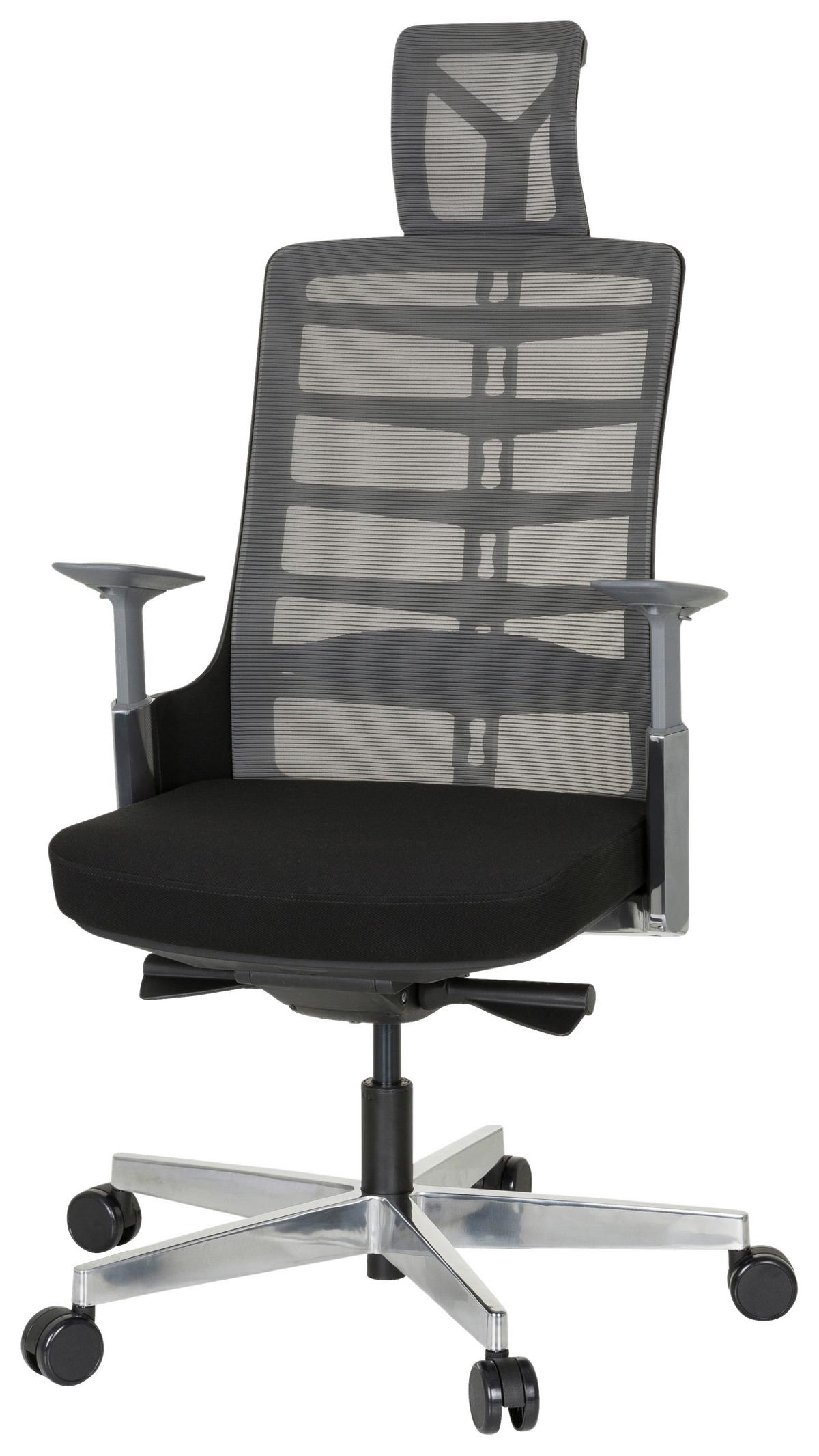 Drehstuhl Skarif Grau/Schwarz - Alufarben/Schwarz, MODERN, Kunststoff/Textil (64/128/62cm) - MID.YOU