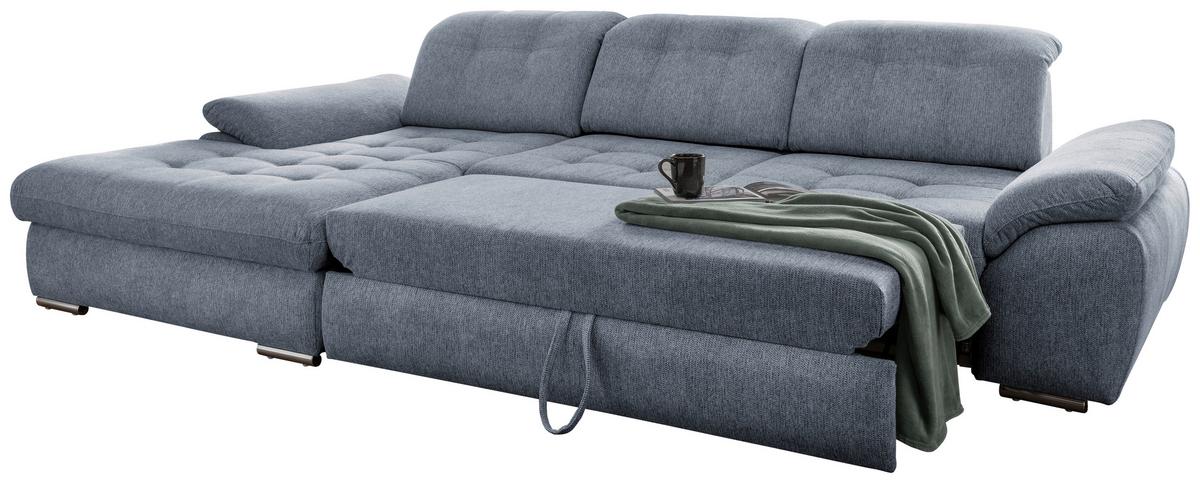 Ecksofa Mit Bettkasten Rigatti Hellblau S: 184x314 Cm - Chromfarben/Anthrazit, MODERN, Textil (184/314cm) - Livetastic