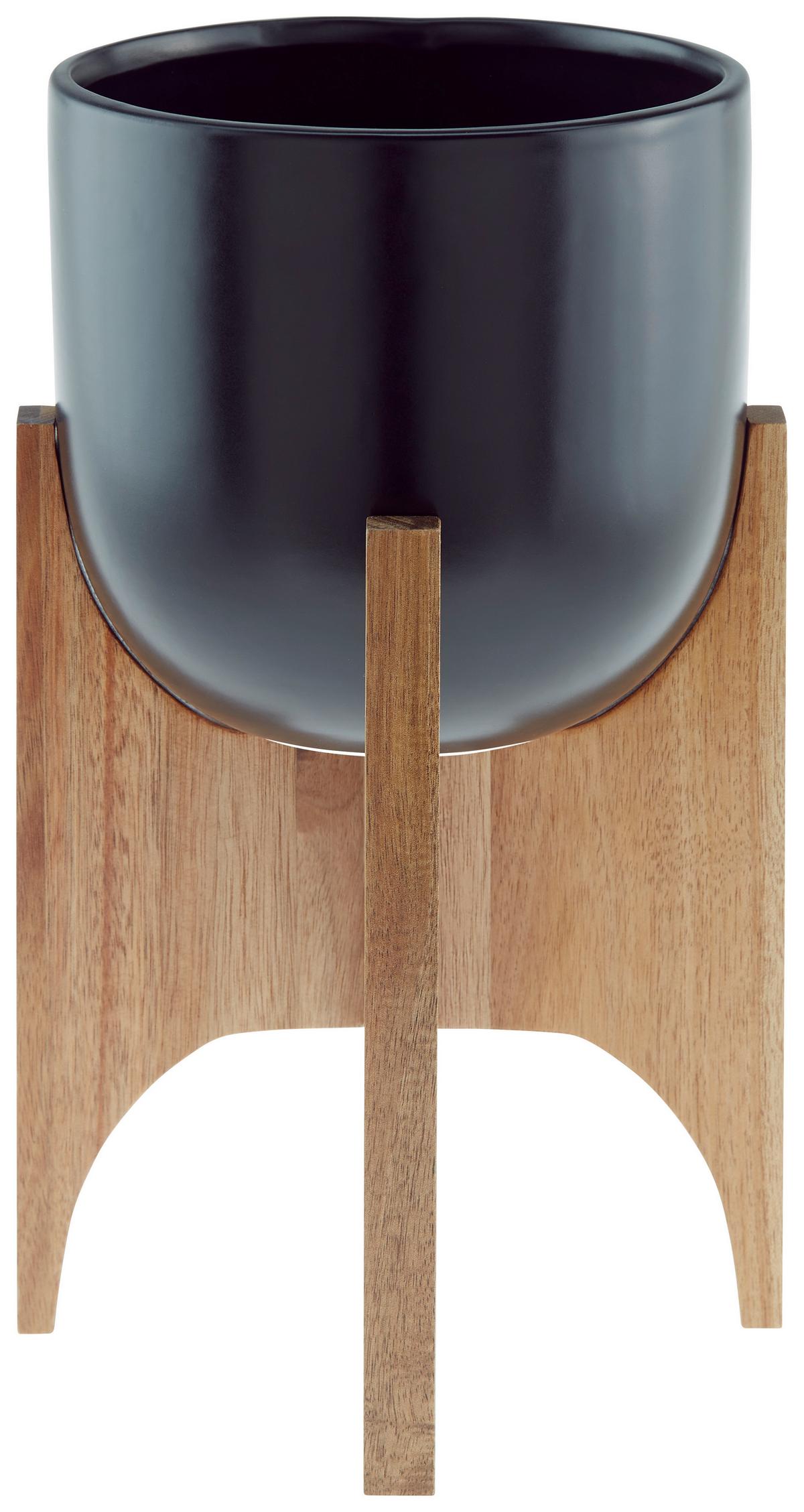 Virágkaspó Hadir - natúr színű/fekete, Modern, fa/kerámia (17/30cm) - Luca Bessoni