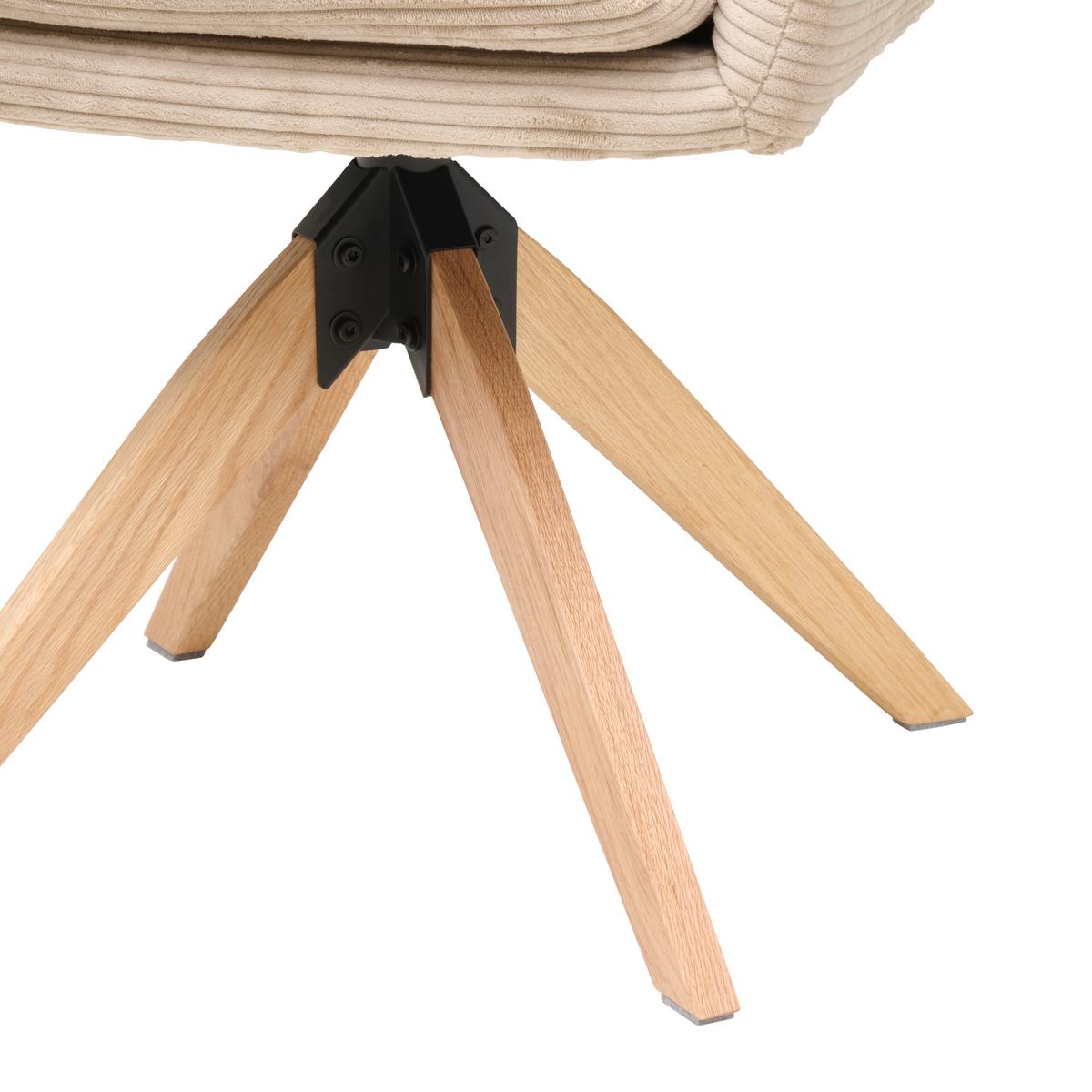 Armlehnstuhl Matti Taupe, Sitzfläche 360° drehbar - Taupe/Naturfarben, KONVENTIONELL, Holz/Textil (60/93/65,5cm) - Livetastic