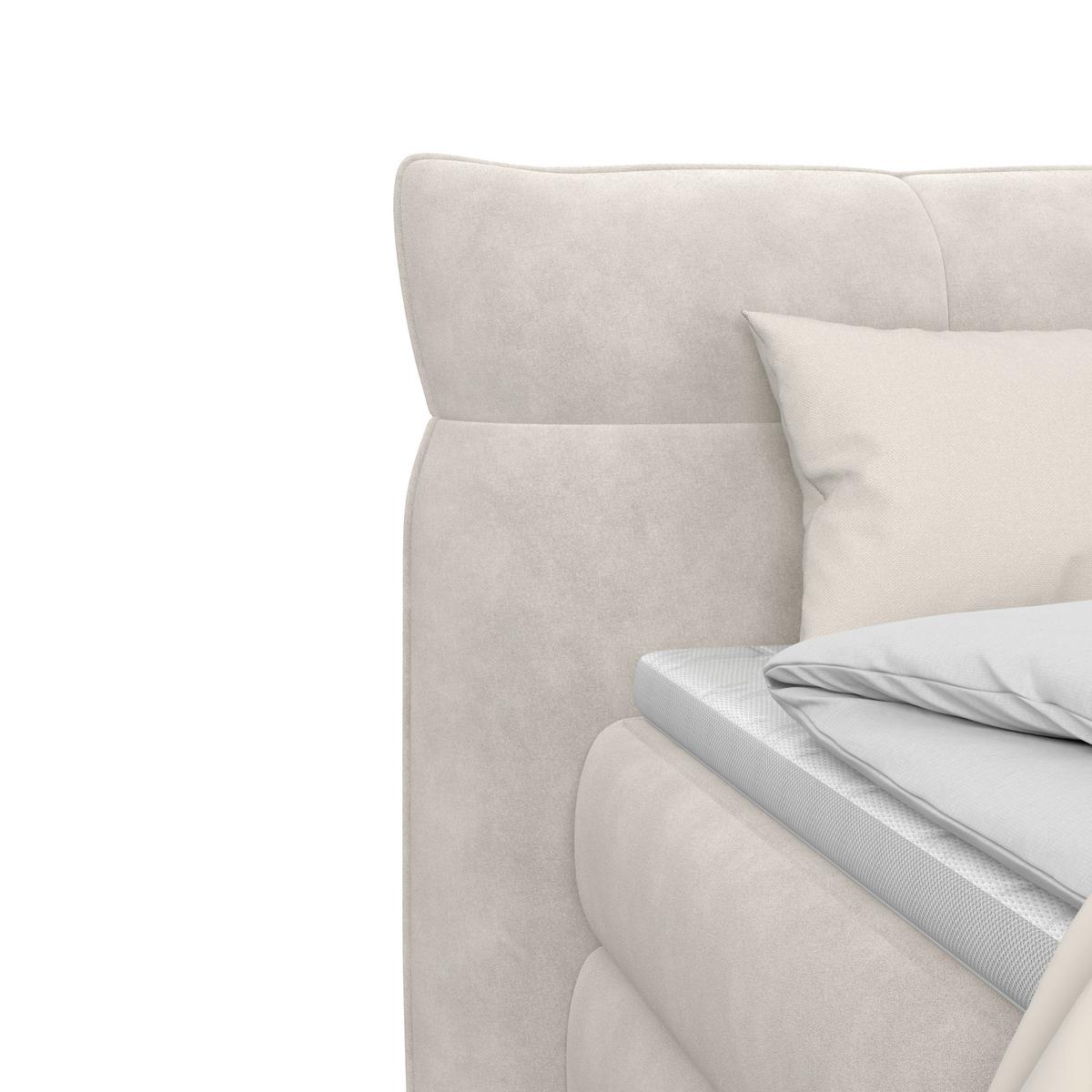 Boxspringbett Carmelo Beige 180x200 cm - Beige/Schwarz, Trend, Textil (180/200cm)