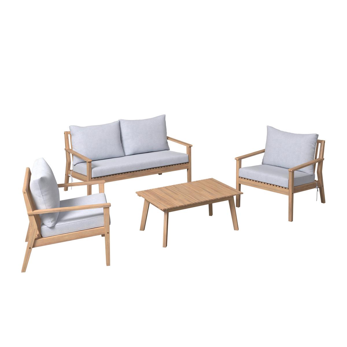 Loungegarnitur Dublin - Grau/Akaziefarben, MODERN, Holz/Kunststoff (90/60/55cm) - Beldano