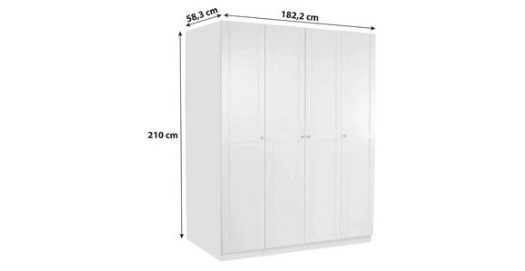 Drehtürenschrank Mit Soft-Close 182cm Unit Weiß - Weiß, MODERN, Holzwerkstoff (182,2/210/58,3cm) - Ondega