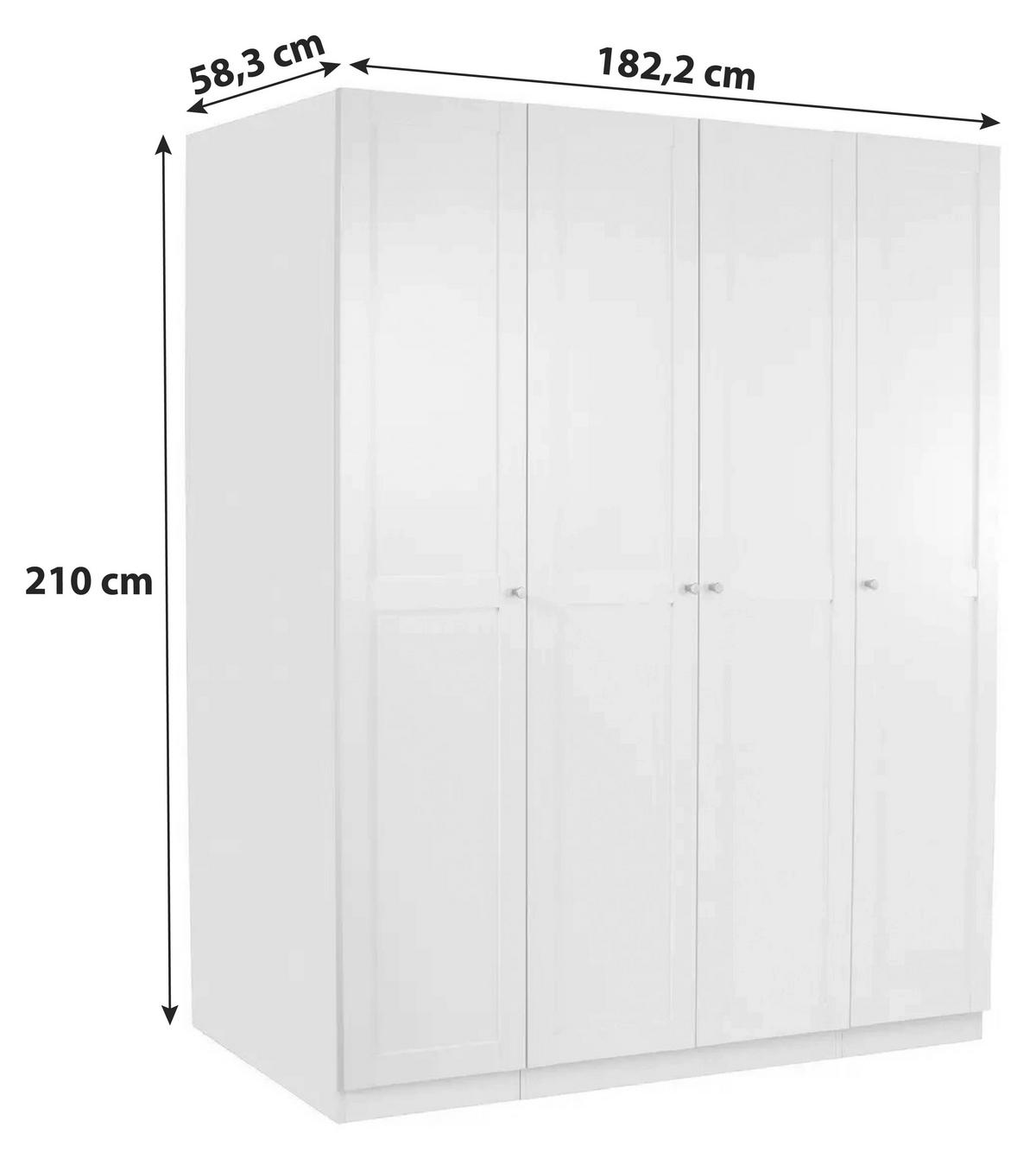 Drehtürenschrank mit Soft-Close 182,2cm Unit Weiß - Weiß, MODERN, Holzwerkstoff (182,2/210/58,3cm) - Ondega