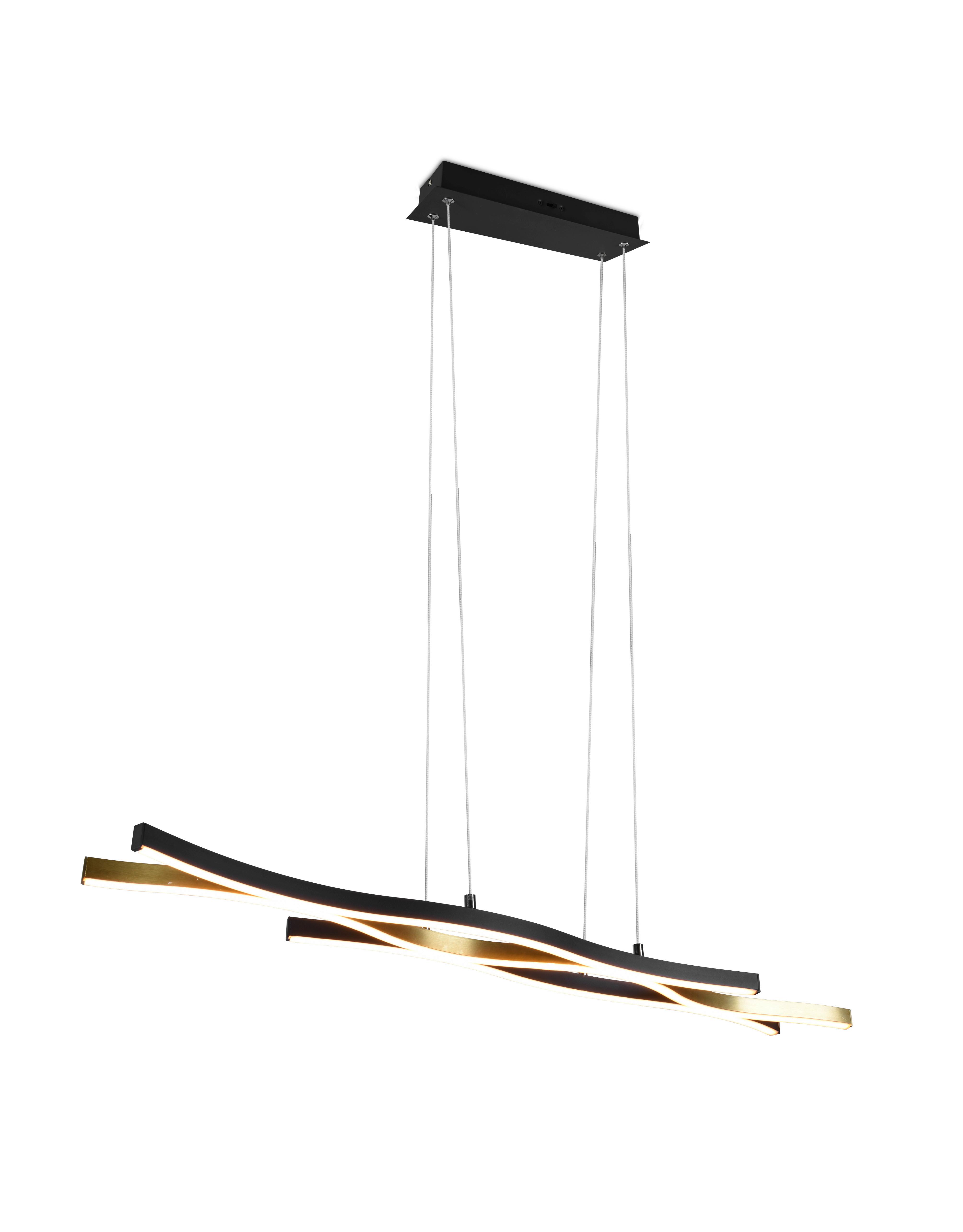 LED-Hängeleuchte Blaze H: 150 cm dimmbar - Messingfarben/Schwarz, Design, Metall (107,5/15,5/150cm) - Trio Leuchten