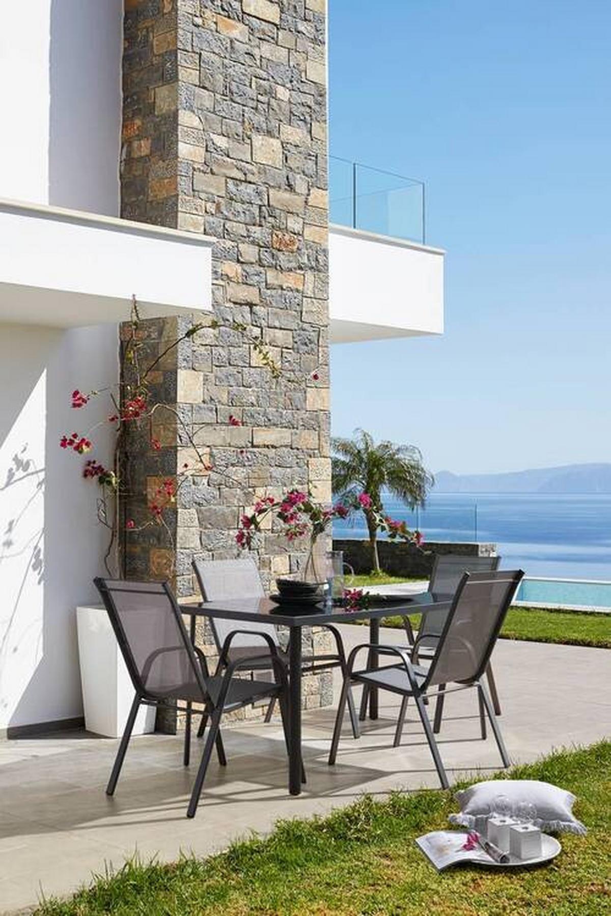 Gartentisch Nadine Metall/Glas L 148 cm - Anthrazit/Schwarz, MODERN, Glas/Metall (148/72/88cm) - Luca Bessoni