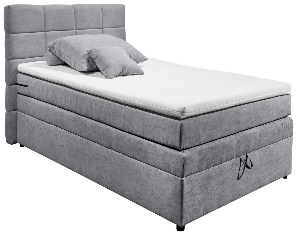 Boxspringbett Mit Topper & Bettkasten 120x200 Tacoma 3 - Hellgrau, KONVENTIONELL (120/200cm) - MID.YOU