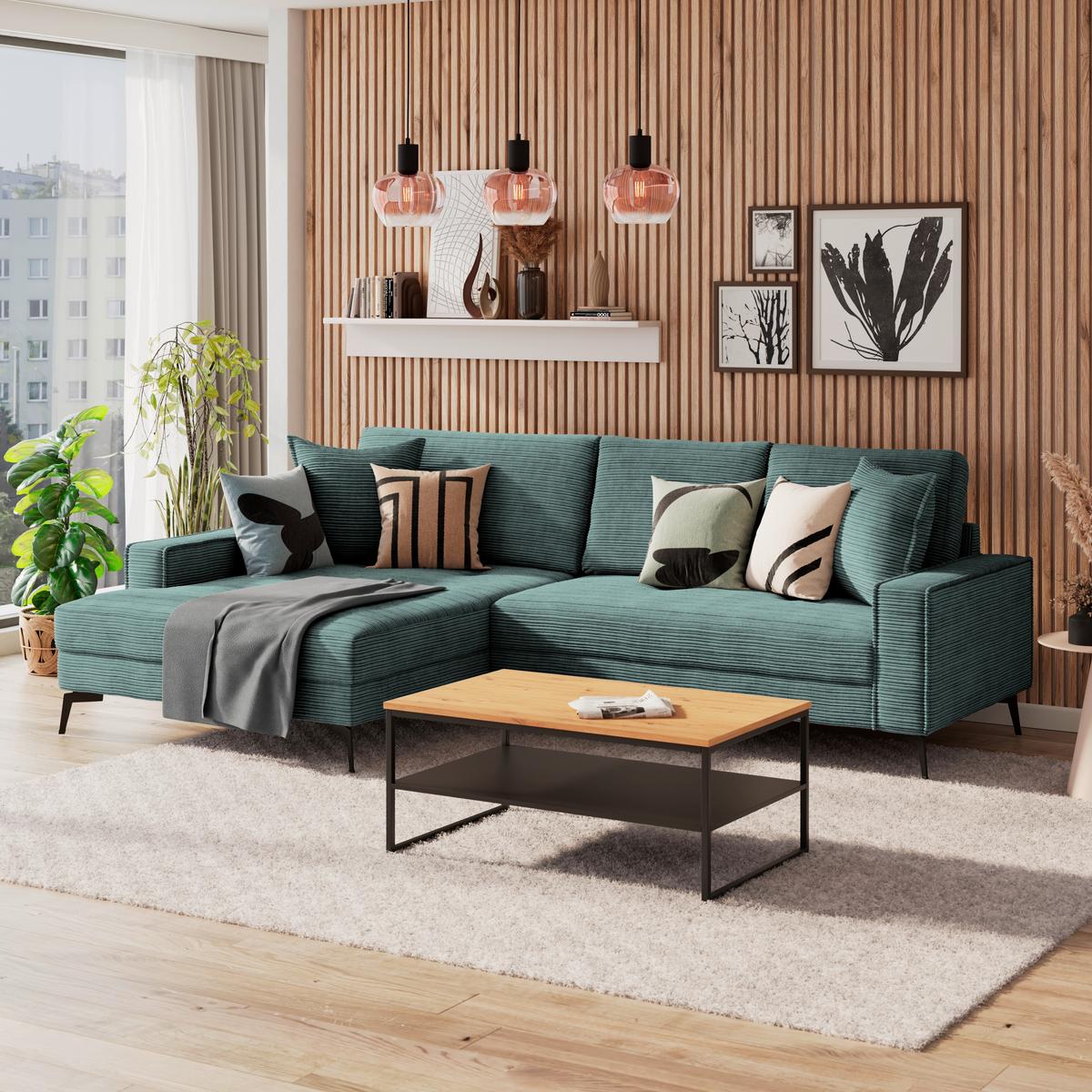 Ecksofa Zero Petrol 173x286 cm - Petrol/Schwarz, Trend, Textil (173/286cm)