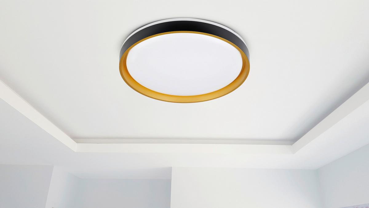 Led-deckenleuchte 3-Fach-Dimmbar - Schwarz, Design, Kunststoff/Metall (39/8cm) - Näve