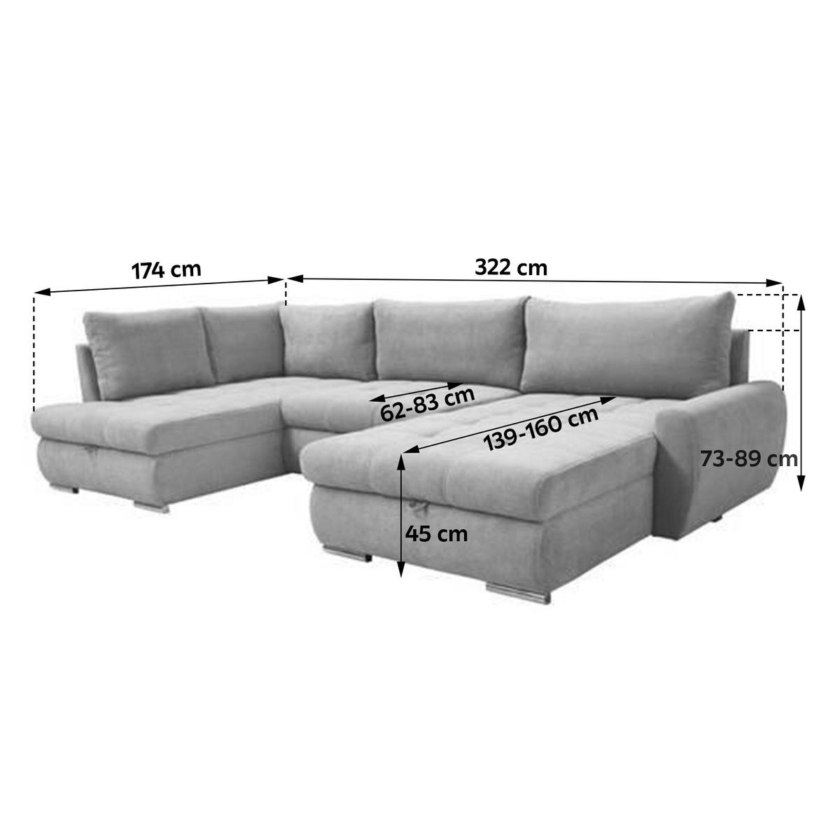Ecksofa Canion - Chromfarben/Dunkelblau, Design, Textil (173/322/174cm) - Livetastic