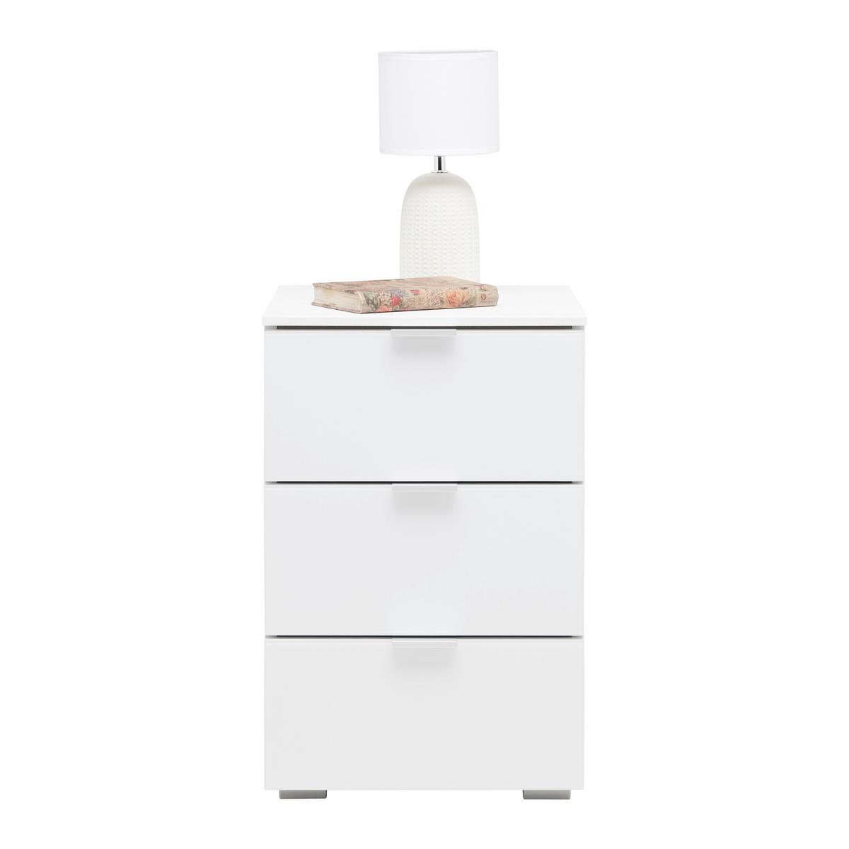 Nočný stolík FIFTY - sivá/biela, Konventionell, kov/kompozitné drevo (40/61/42cm) - Premium Living