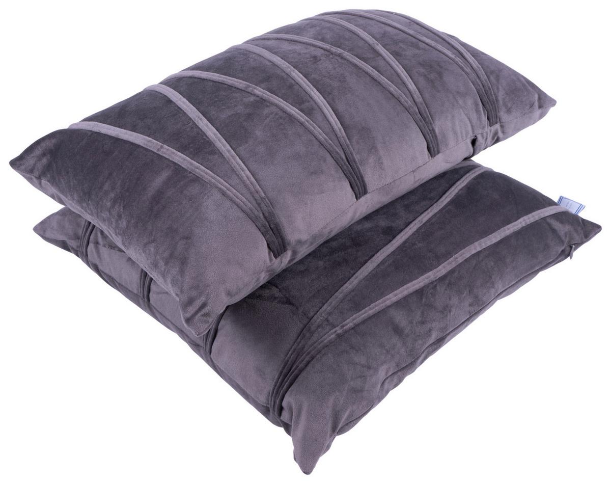 Zierkissen Paulina 30/45x50/45 cm Polyester Graphitfarben - Graphitfarben, KONVENTIONELL, Textil (30x45/50x45cm)