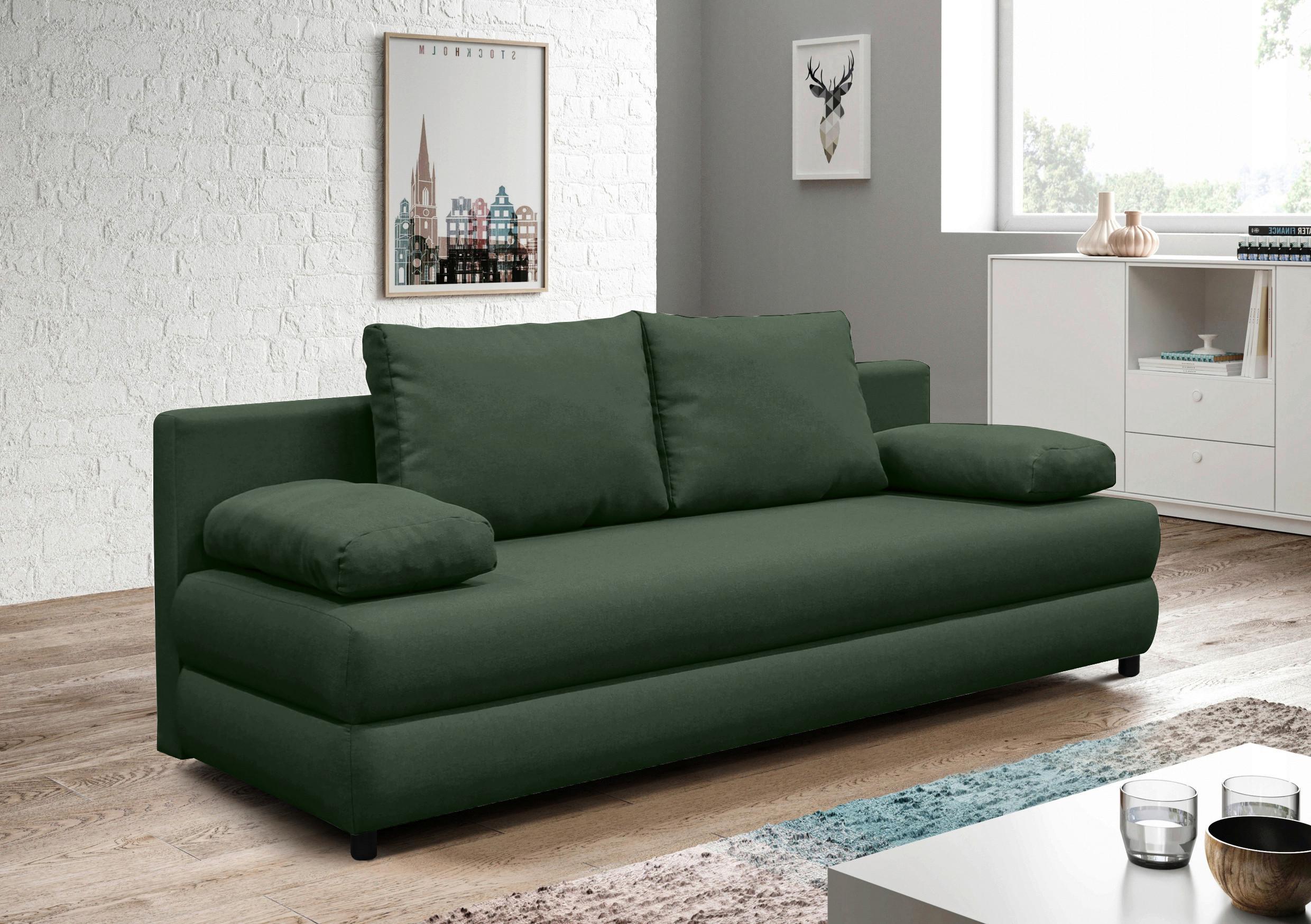 Schlafsofa Mela Grün B: 200 Cm - Schwarz/Mintgrün, Design, Textil (200/88/87cm) - P & B