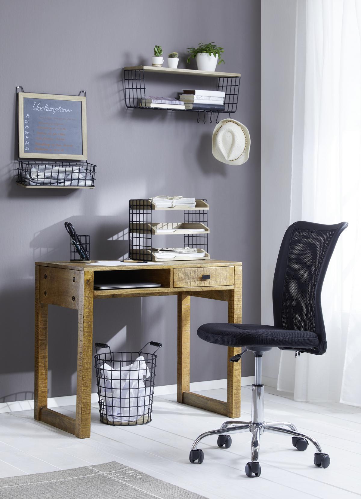 TABUĽA NA POZNÁMKY CAGE - čierna/prírodná farba, Lifestyle, kov/drevo (39,5/48/12,5cm) - Mömax