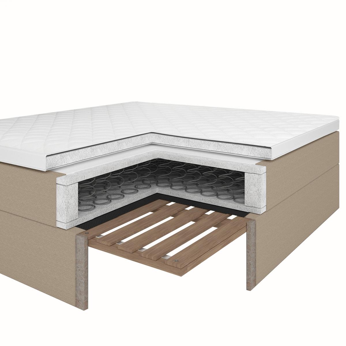 Boxspringbett mit Topper + Bettkasten 160x200 cm Carolina - Schwarz/Grau, Basics, Holz/Holzwerkstoff (160/200cm) - P & B