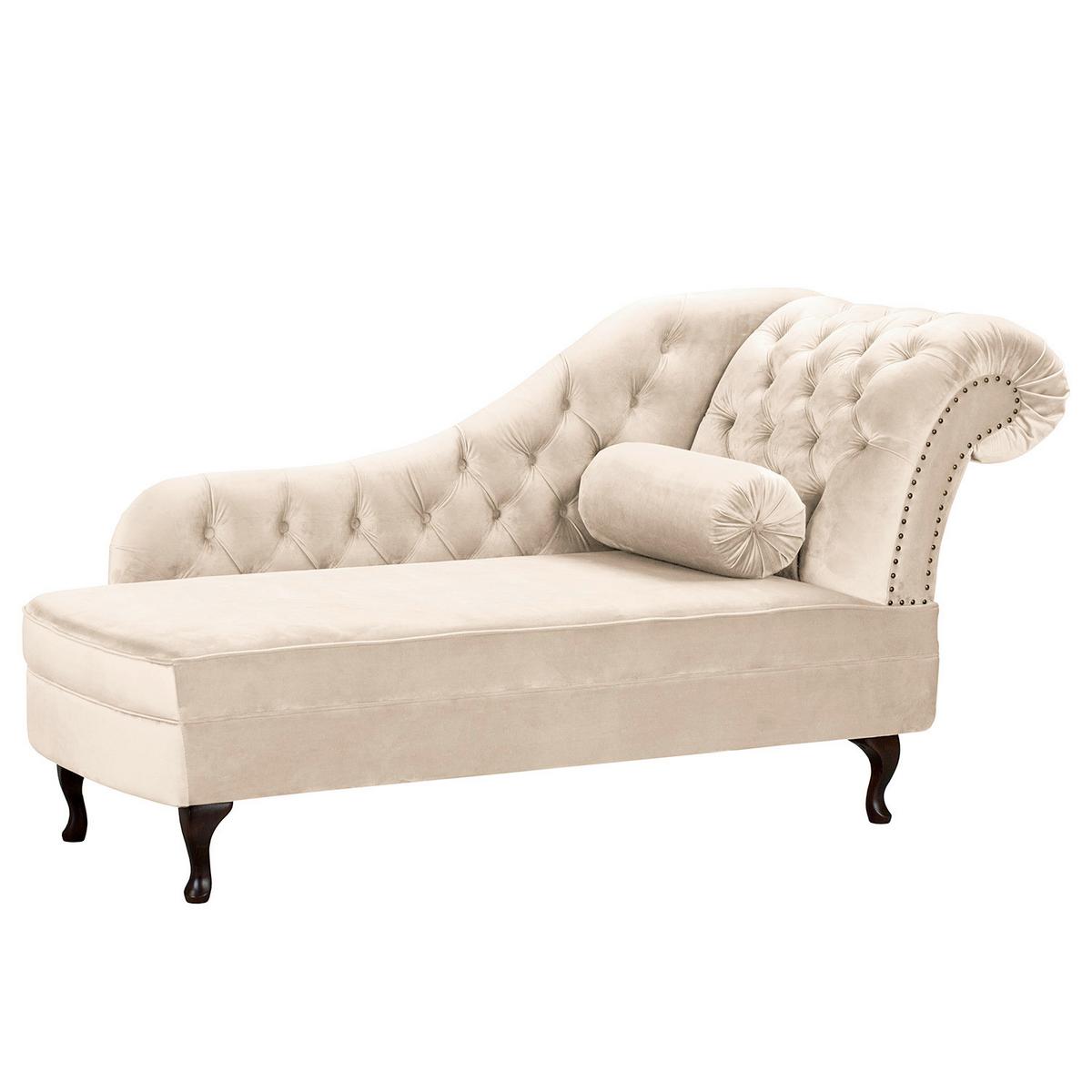 Récamiere Pako Creme B: 185cm - Creme/Braun, Design, Textil (185/93/75cm) - Livetastic