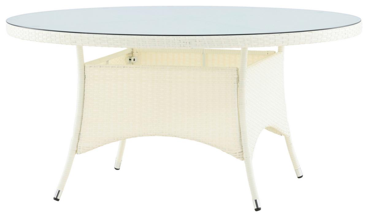 Gartentisch Volta - Weiß, KONVENTIONELL, Glas/Kunststoff (150/150/74cm) - Gardenson