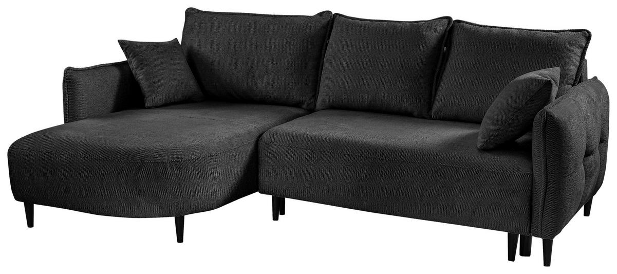 Ecksofa Sycylia Dunkelgrün/Schwarz, 165 cm - Dunkelgrün/Schwarz, Design, Textil (165/244cm) - MID.YOU