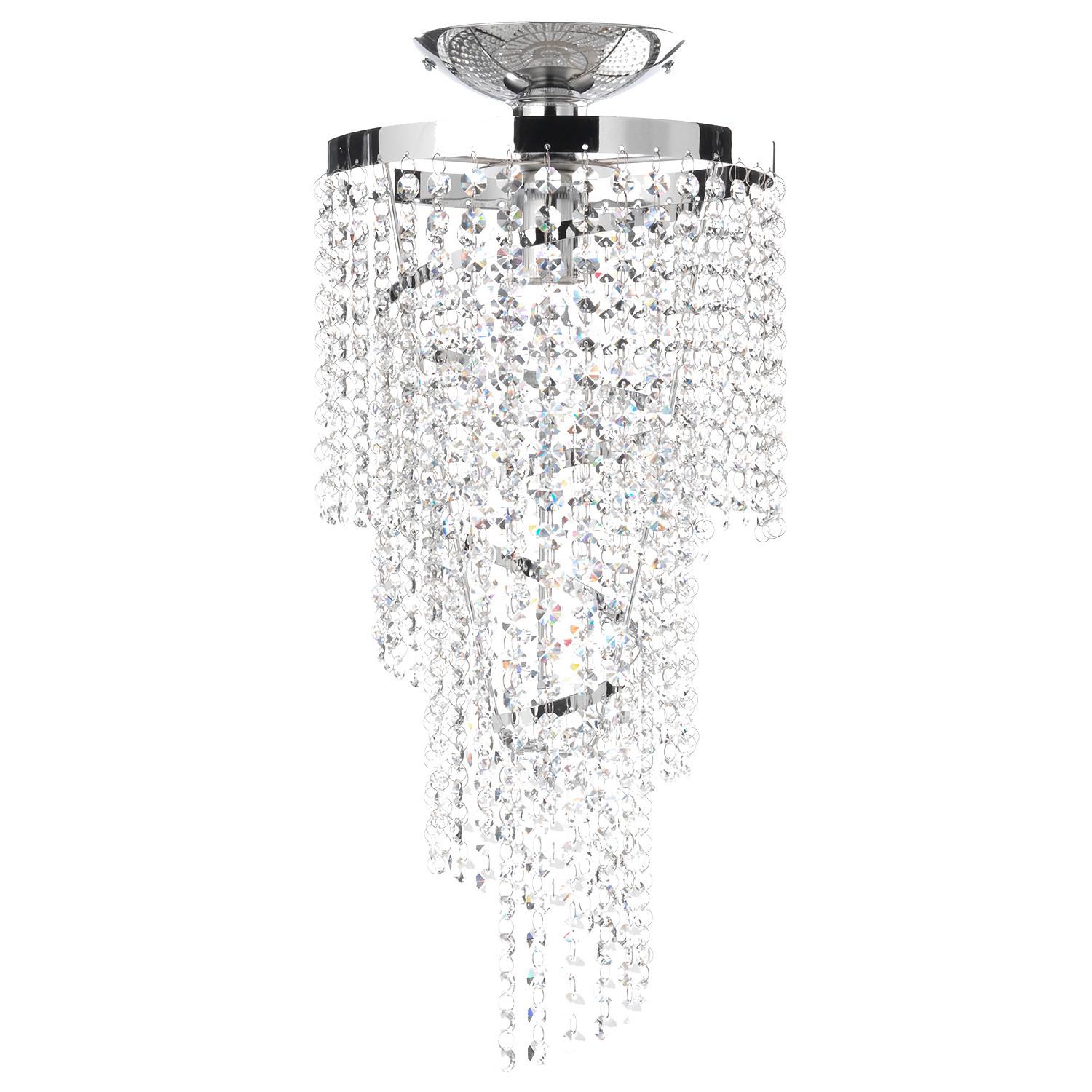 Deckenleuchte Chromfarben L: 25 Cm 22w - Chromfarben, Design, Glas/Metall (25/55/25cm)