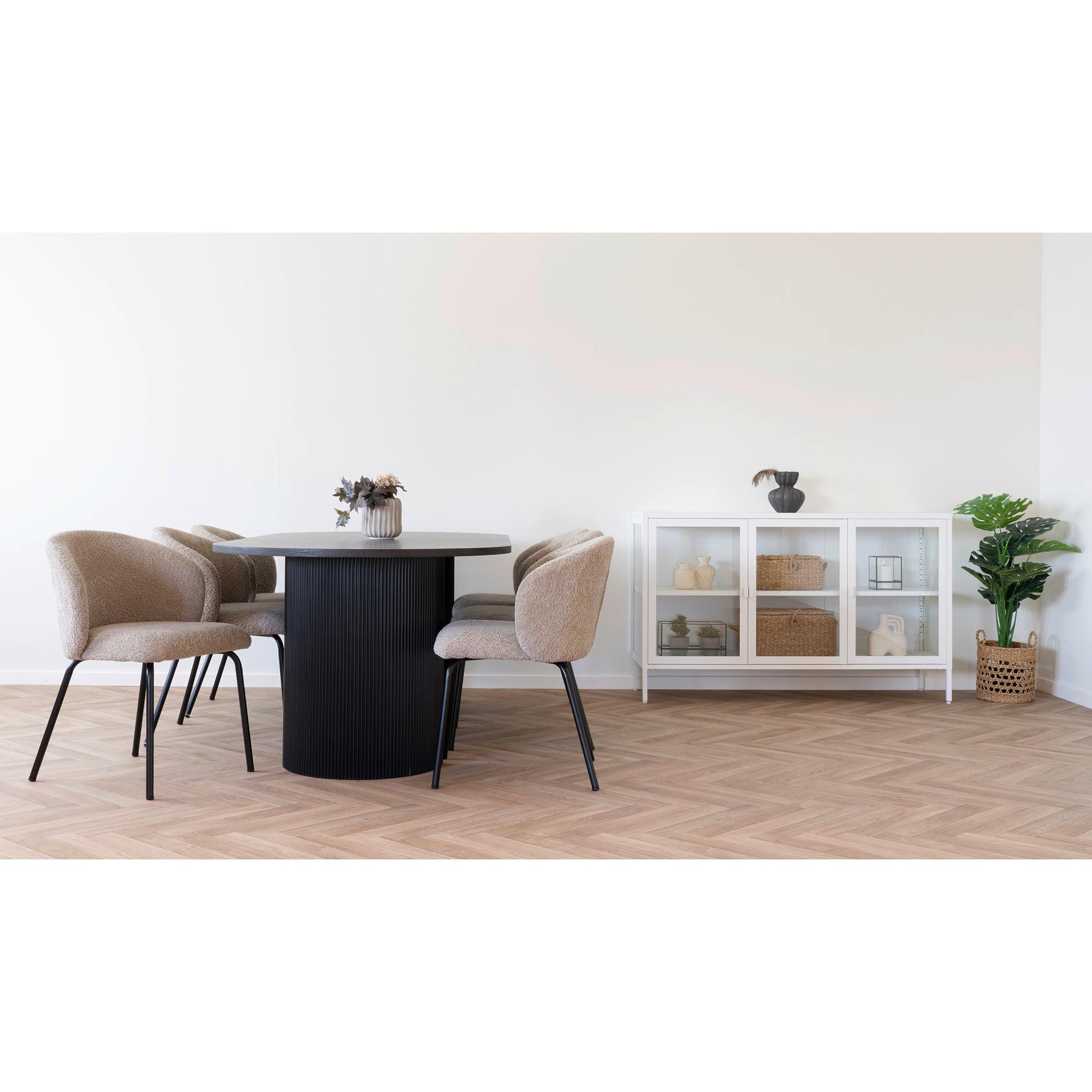 Stuhl-Set Safira Beige B: 56 cm - Beige/Schwarz, MODERN, Textil/Metall (56/79/58cm) - MID.YOU