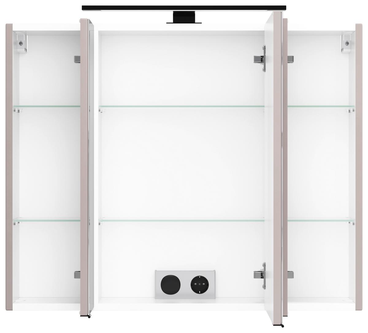 Spiegelschrank Sevilla Kaschmir, B: 80 cm - Kaschmir, MODERN, Glas/Holzwerkstoff (80/64/20cm) - Held
