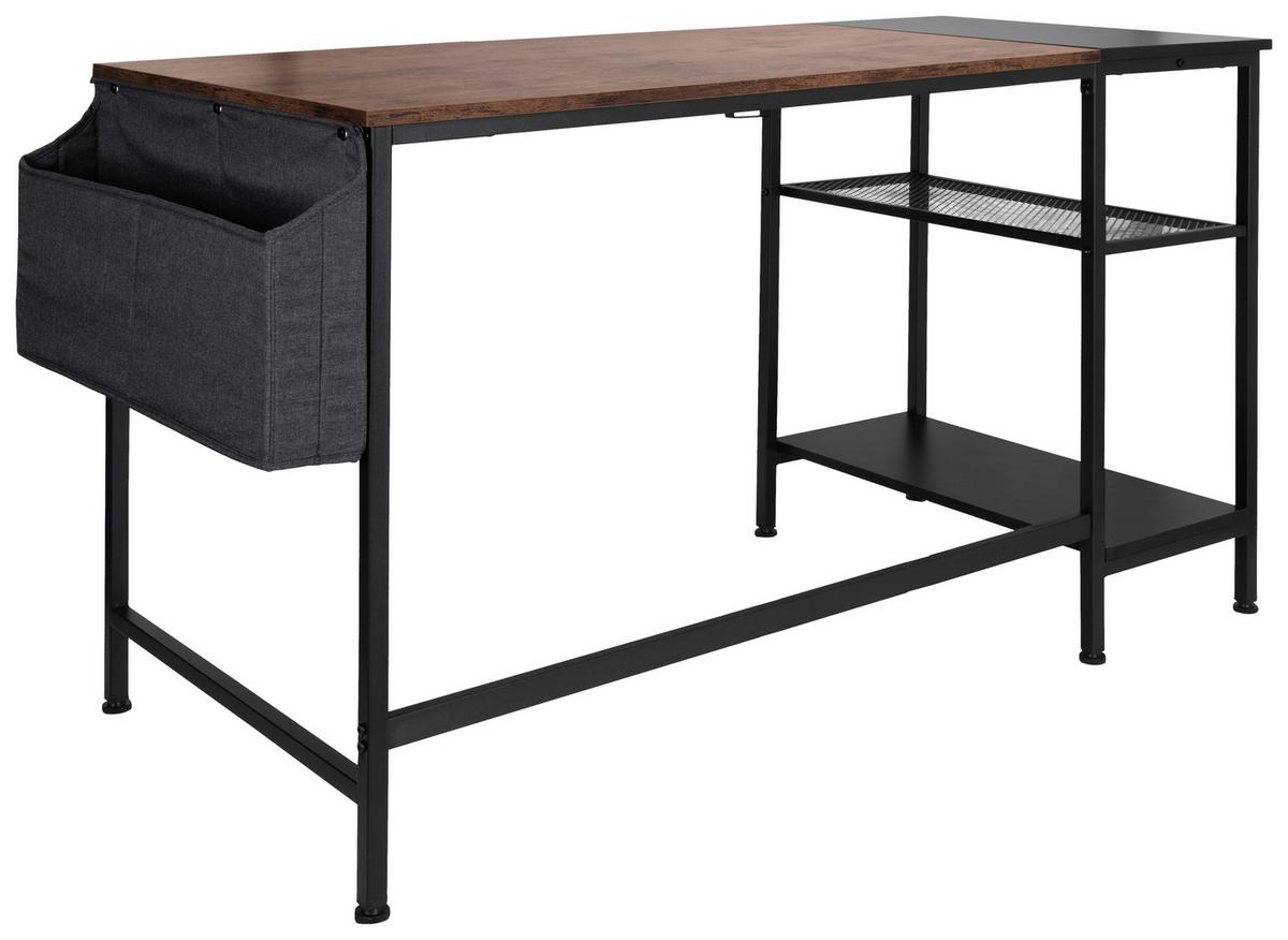 Schreibtisch B 60cm H 76cm Workspace Braun/schwarz - Schwarz/Braun, Basics, Holzwerkstoff/Metall (120/60/76cm) - MID.YOU