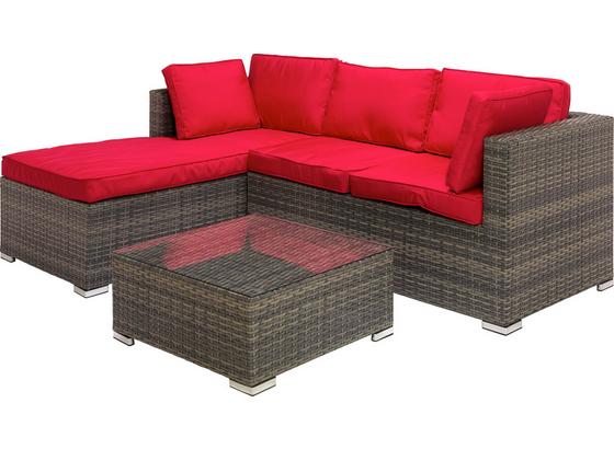 Loungegarnitur Leona - Rot/Braun, MODERN, Glas/Kunststoff (146/199cm) - Luca Bessoni Loungegarnitur Leona - Rot/Braun, MODERN, Glas/Kunststoff (146/199cm) - Luca Bessoni