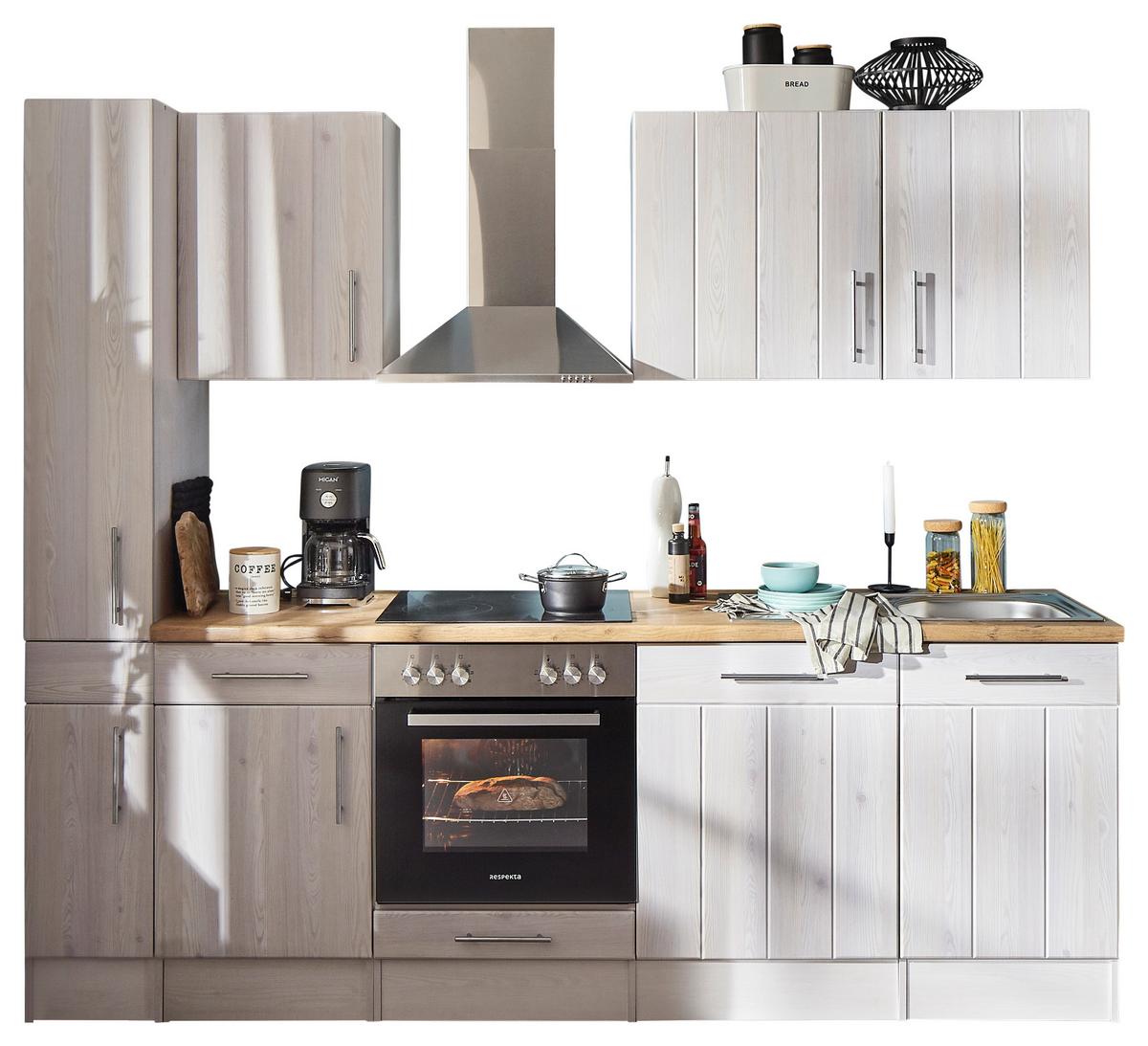 Küchenleerblock Anton Landhaus - Lärchefarben/Weiß, Basics, Holzwerkstoff - Respekta