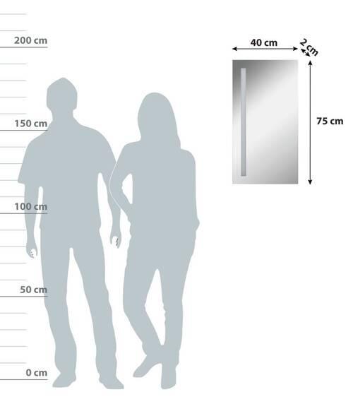 Wandspiegel Linear Rechteckig 40x75 cm ohne Rahmen mit Led - Basics, Glas (40/75/2cm) - MID.YOU