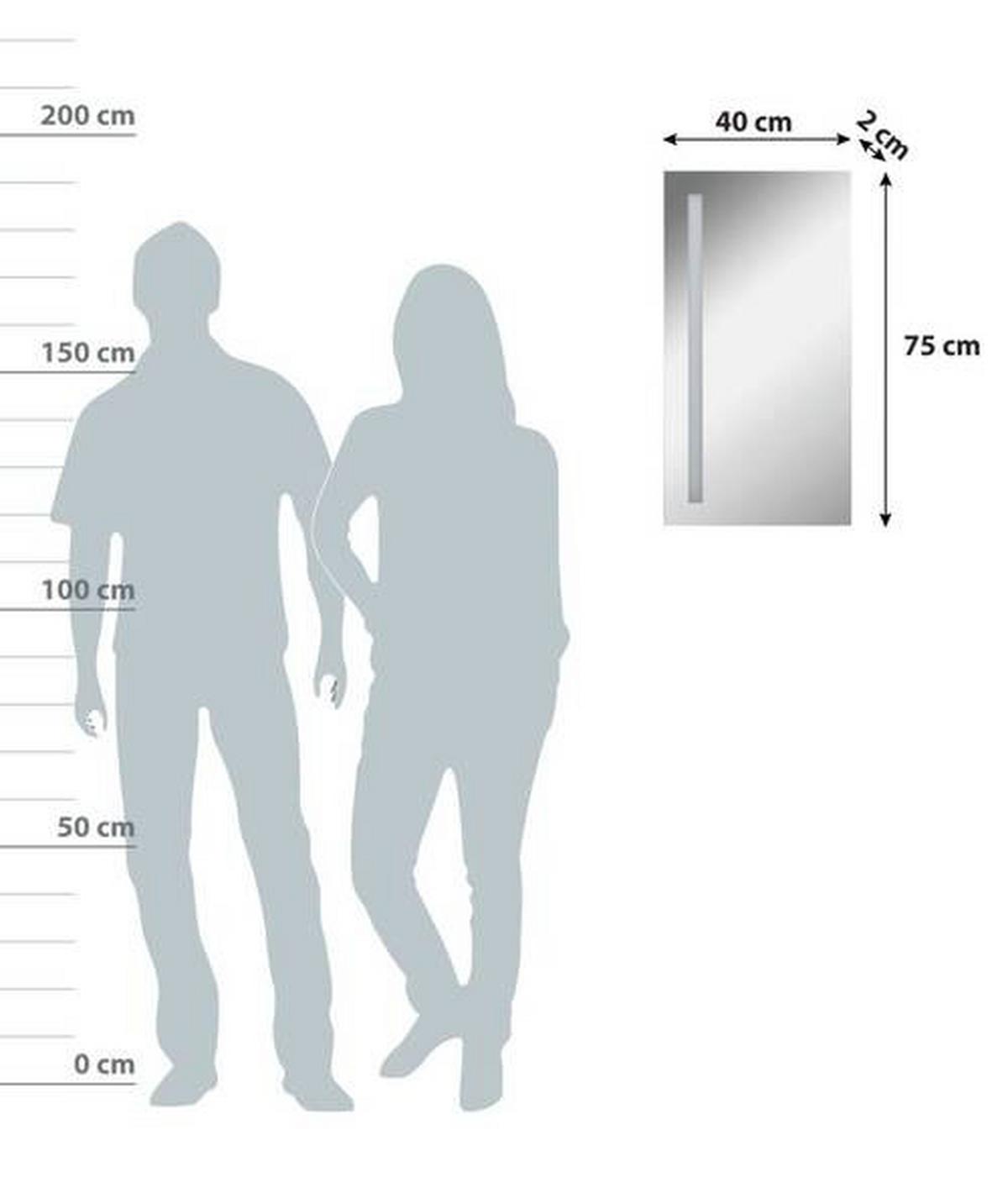 Wandspiegel Linear Rechteckig 40x75 Cm Ohne Rahmen Mit Led - Basics, Glas (40/75/2cm) - MID.YOU