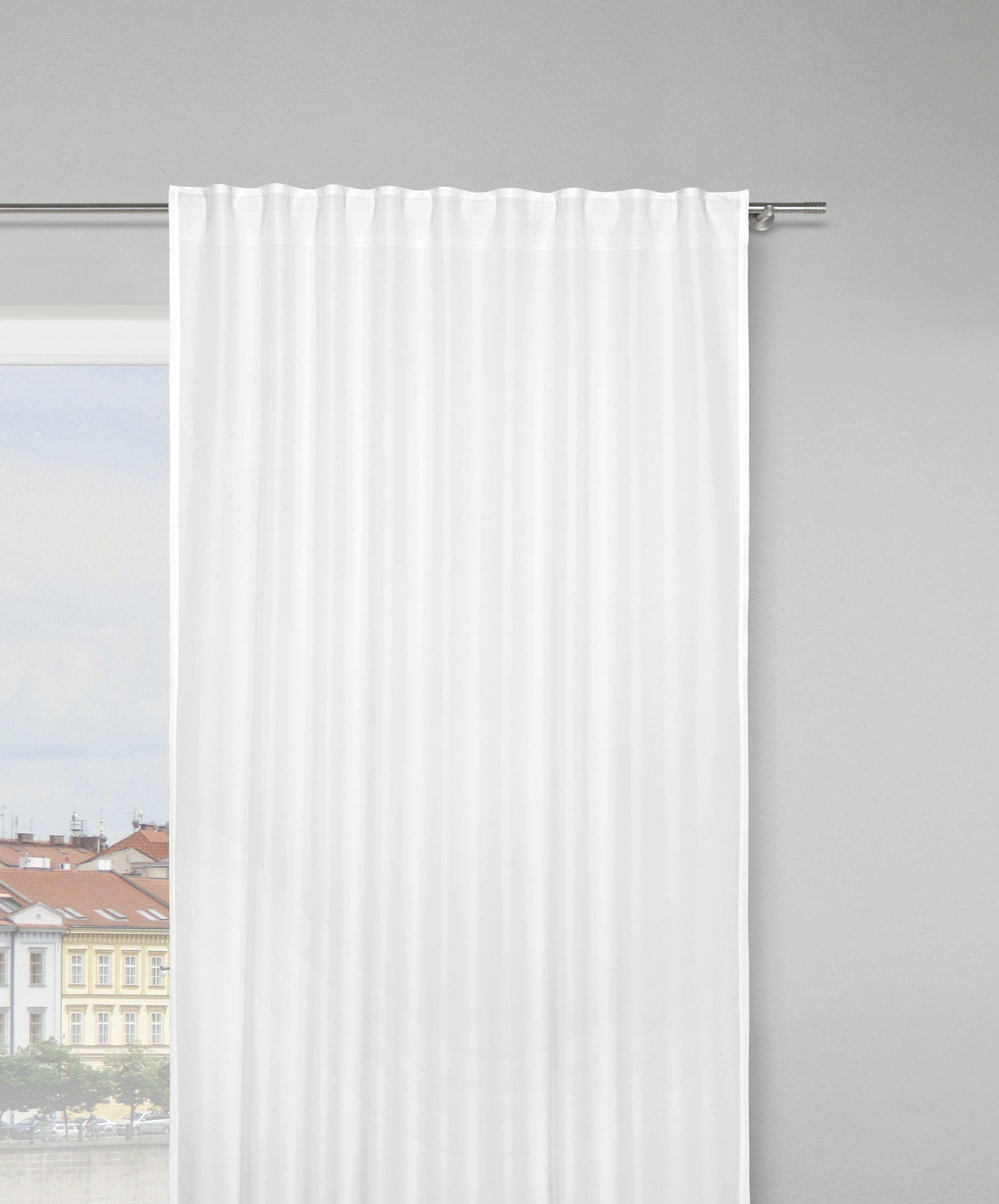 ZÁVĚS S POUTKY Outdoor, 140/300cm, šedobílá - bílá, Moderní, textil (140/300cm) - Modern Living