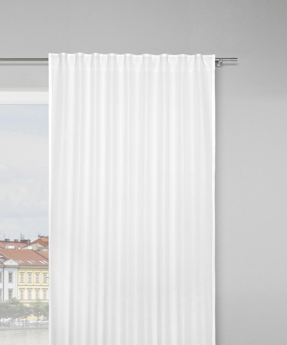 ZÁVĚS S POUTKY Outdoor, 140/300cm, šedobílá - bílá, Moderní, textil (140/300cm) - Modern Living