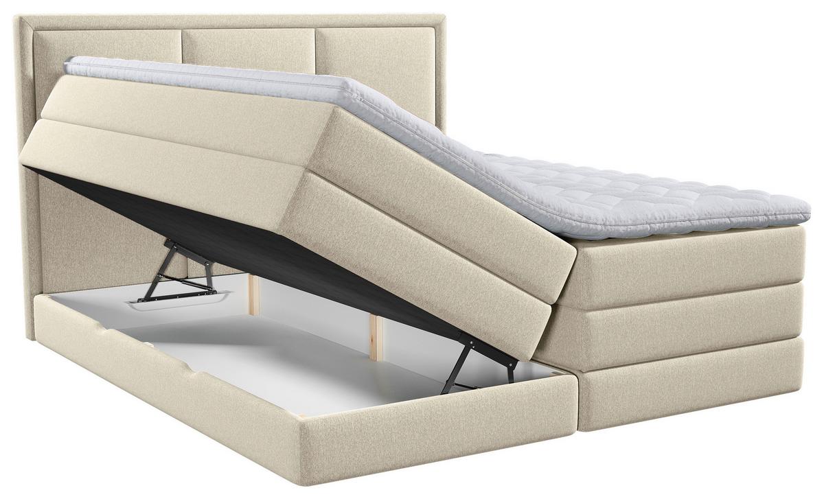 Boxspringbett Swing Webstoff Beige 180x200 cm - Beige, Design, Textil (180/200cm) - MID.YOU