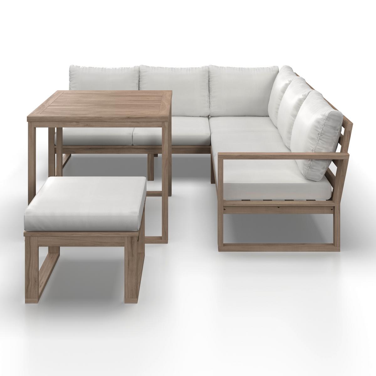 JEDÁLENSKÁ TERASOVÁ SÚPRAVA ANOUK - krémová/sivobiela, Modern, drevo/textil (194/67/71cm) - Bessagi Garden