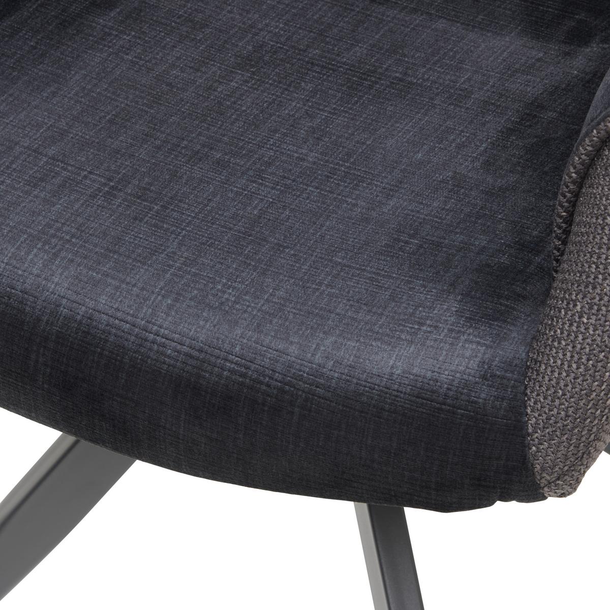 Armlehnstuhl Kiran Samt Dunkelgrau, B: 62 Cm - Dunkelgrau/Schwarz, KONVENTIONELL, Textil/Metall (62/86/64cm) - MID.YOU