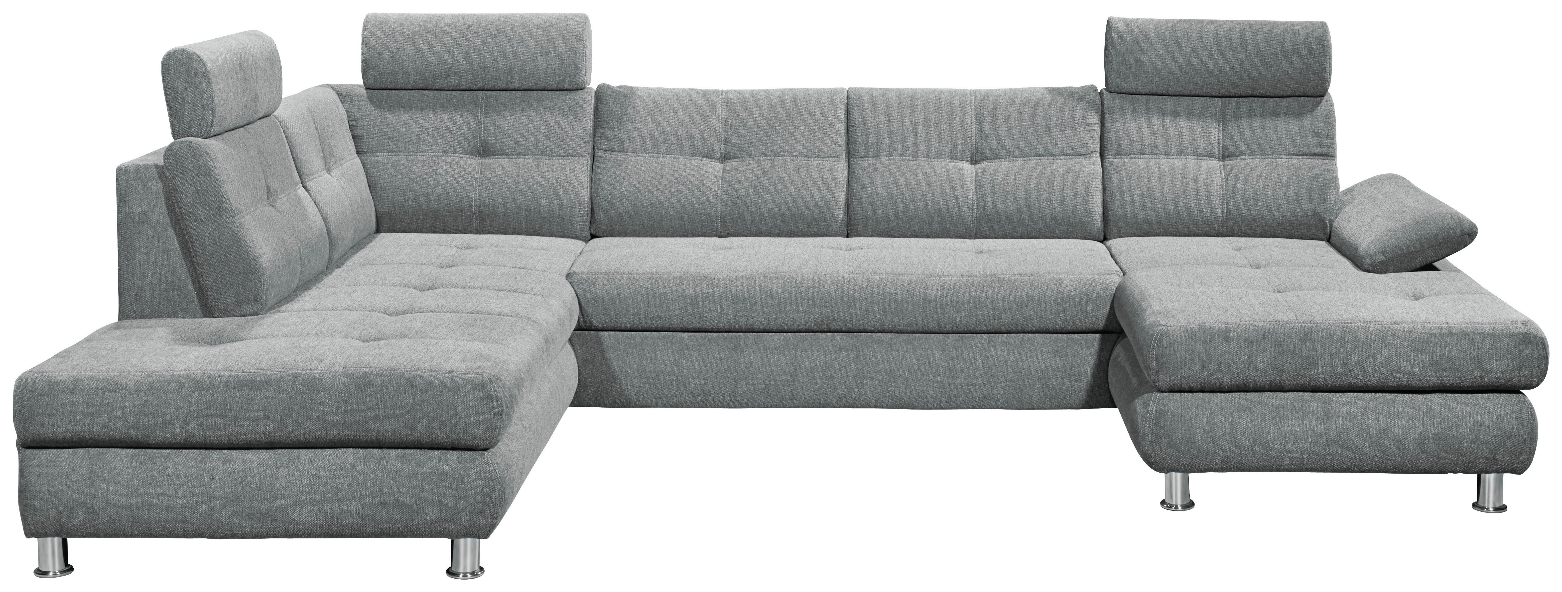 Wohnlandschaft mit Schlaffunktion Alba, Webstoff - Hellgrau, MODERN, Textil (233/349/177cm) - MID.YOU